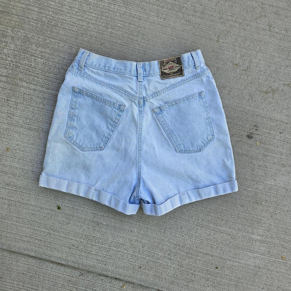 Vintage Express Hight Rise Jean Shorts Jorts Light Wash Button Fly USA Summer